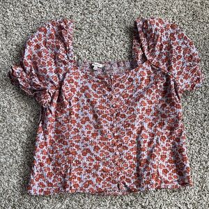 Madewell Floral Puff Sleeve Top